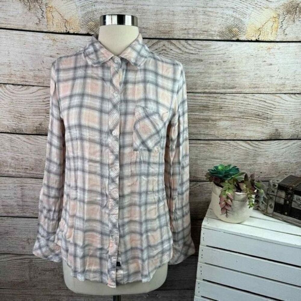 Rails‎ Hunter Plaid Flannel Button Up Blush Dove White Size Small